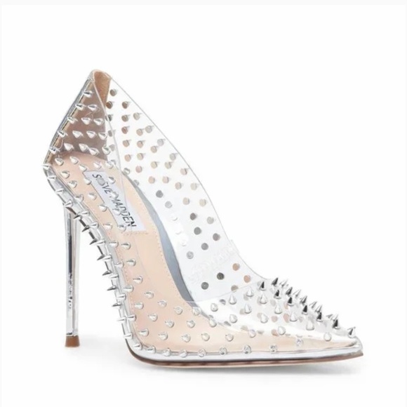 NEW- Steve Madden Clear / Silver Spiked Stiletto Pumps ***6.5 - Picture 1 of 15